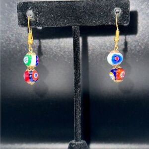Colorful genuine Murano Glass Bead Drop Earrings. Price is firm.